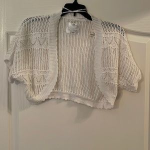 Justice Girl’s size 12/14 white lace knit cropped cardigan